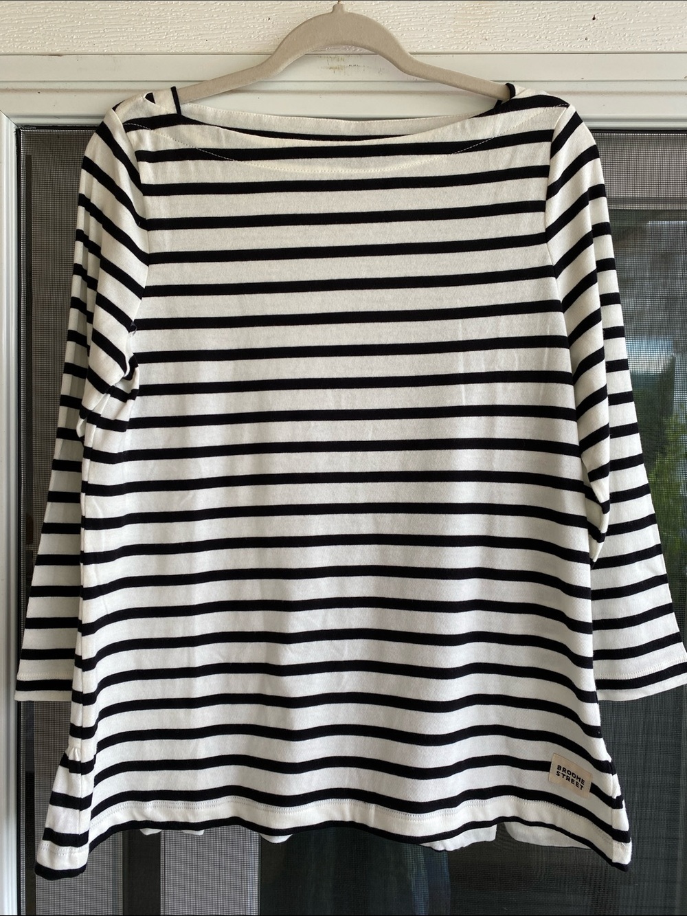 kate spade Black and White Striped Boatneck Long Sleeve Top